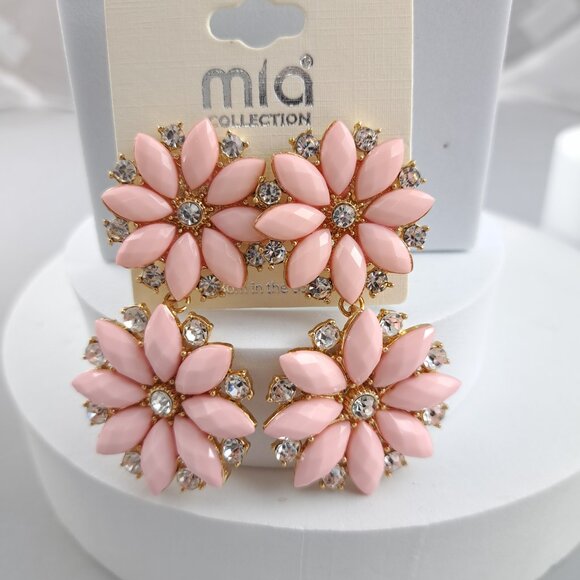 MIA Jewelry - Fabulous Pale Pink and Clear CZ Dangle Earrings